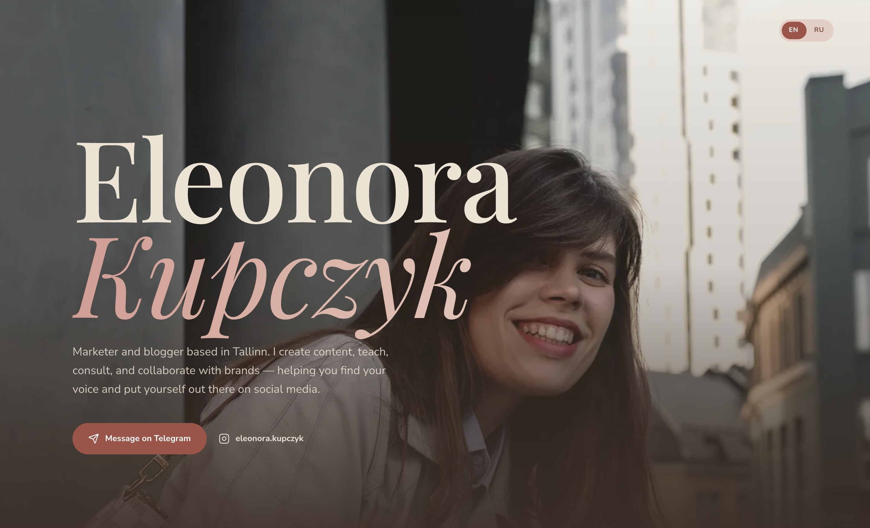 Главная страница сайта eleonora.ee